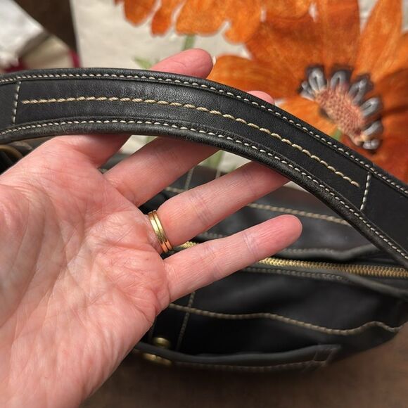 Y2K COACH ERGO LEATHER BRASS 10740 NATURAL COWHIDE 2007 TASSEL RING STUD VGUC - Picture 6 of 14